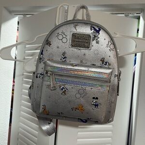 Disney Silver Loungefly Disney 100 Backpack with Characters New With Tags!